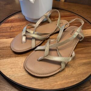 Torrid size 11w.  Strappy gladiator gold flat sandals.